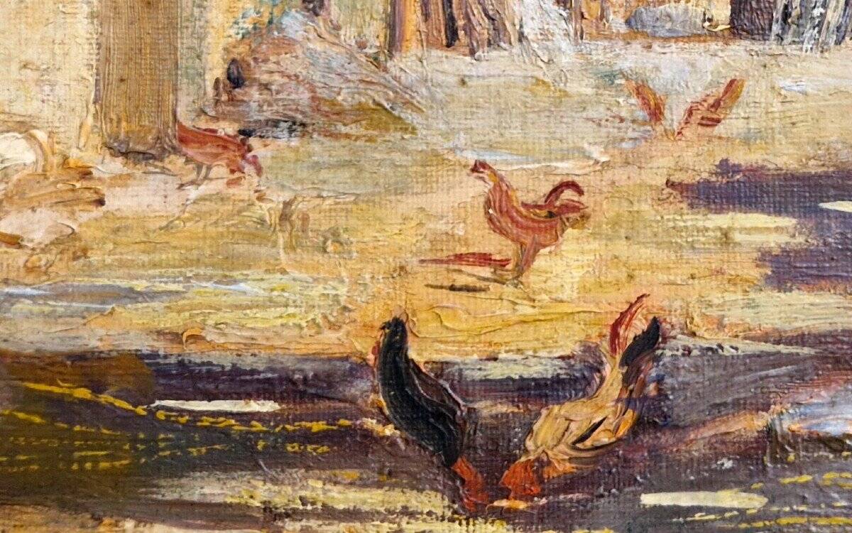 20th century sunny farmhouse painting