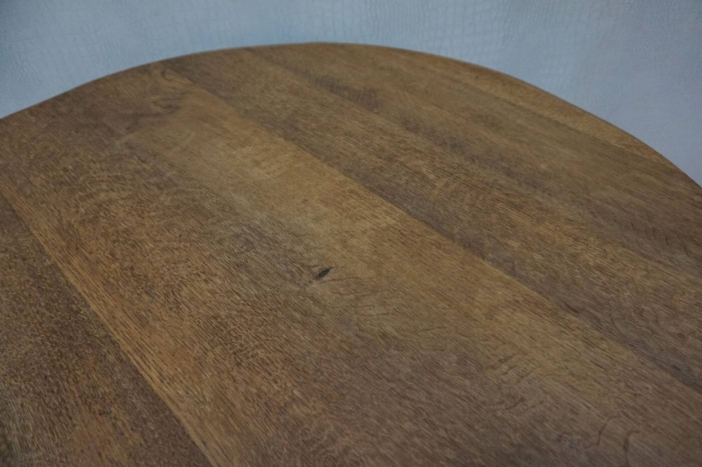 Brutalist Wabi-Sabi Design Handcrafted Round Oak Coffee Table, Netherlands 1960's