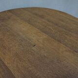 Brutalist Wabi-Sabi Design Handcrafted Round Oak Coffee Table, Netherlands 1960's