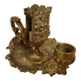 Candle holder rat of the cellar with match holder in bronze