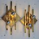 Pair of vintage geometric brass wall lamps