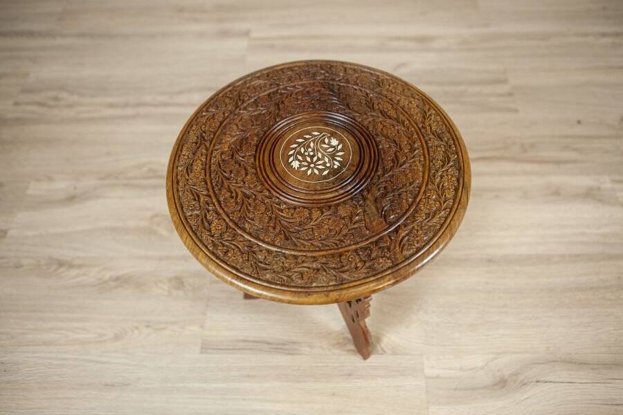 Small Early 20th Century Inlaid Side Table, 1950s