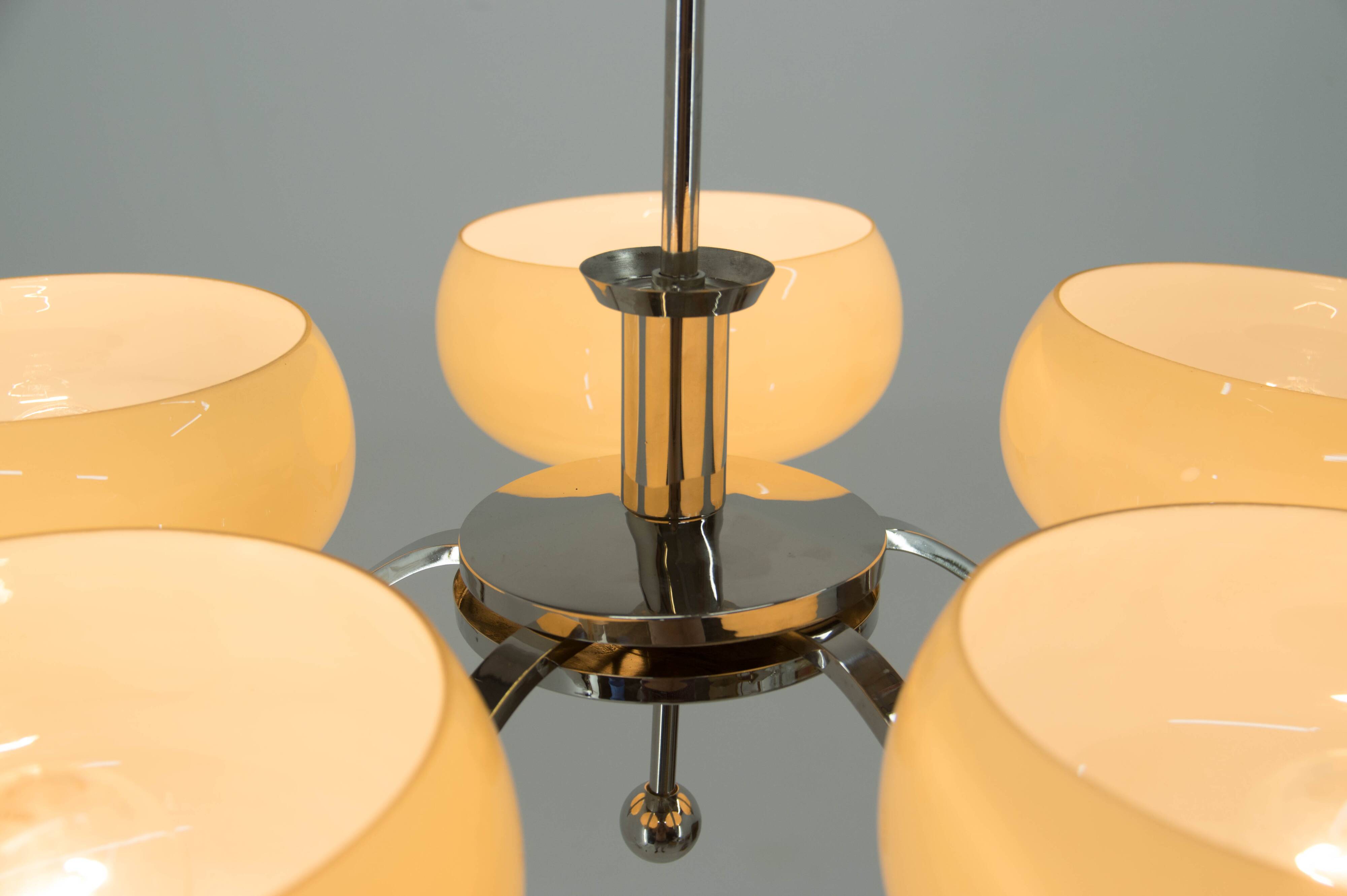 Art Deco Nickel-plated Chandelier, 1930s