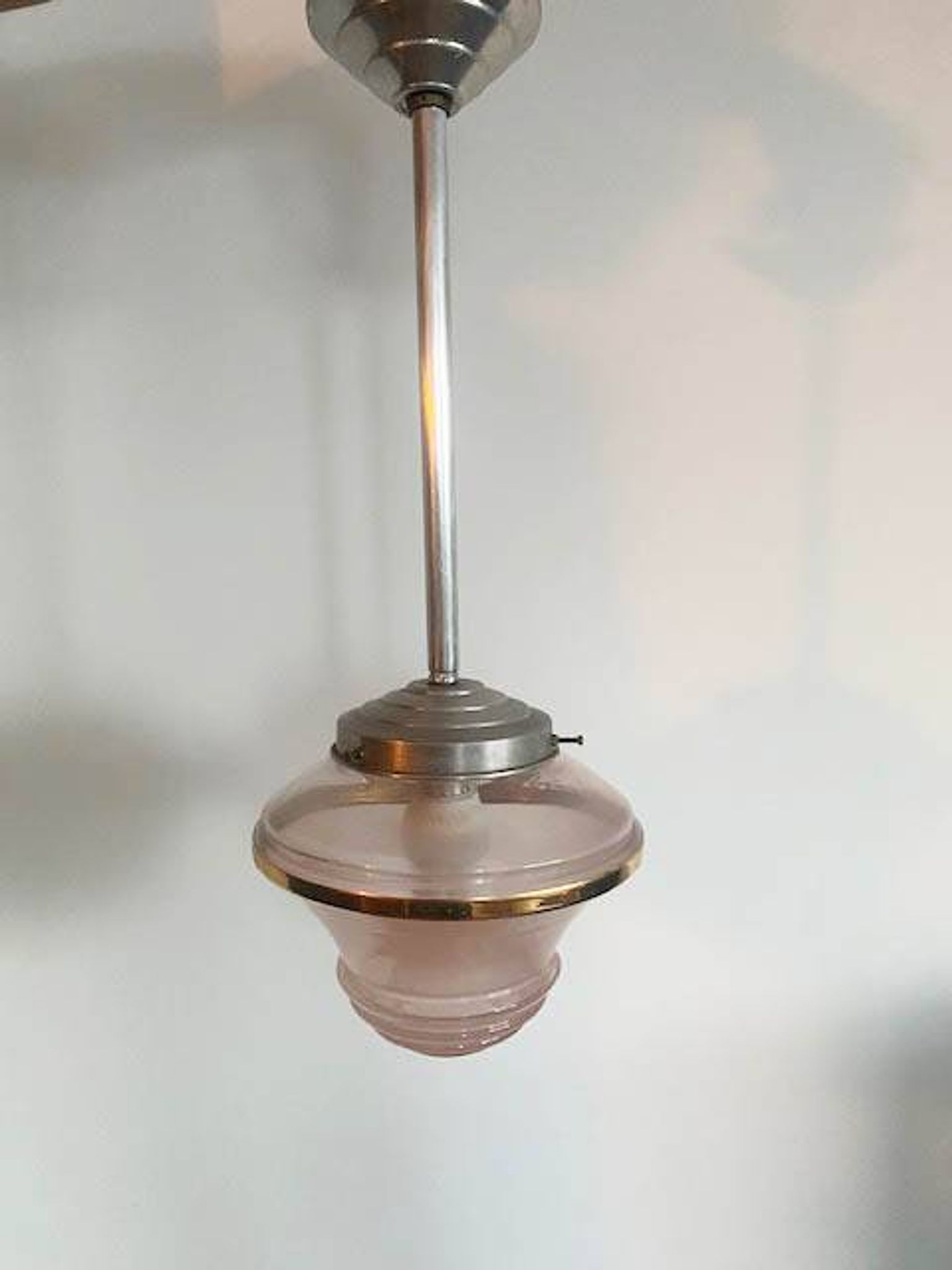 Pink glass pendant light