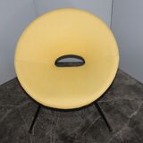 Italian midcentury round yellow armchair