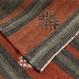 6x9 Green & Red Striped Pattern Kilim Area Rug, 175x266Cm