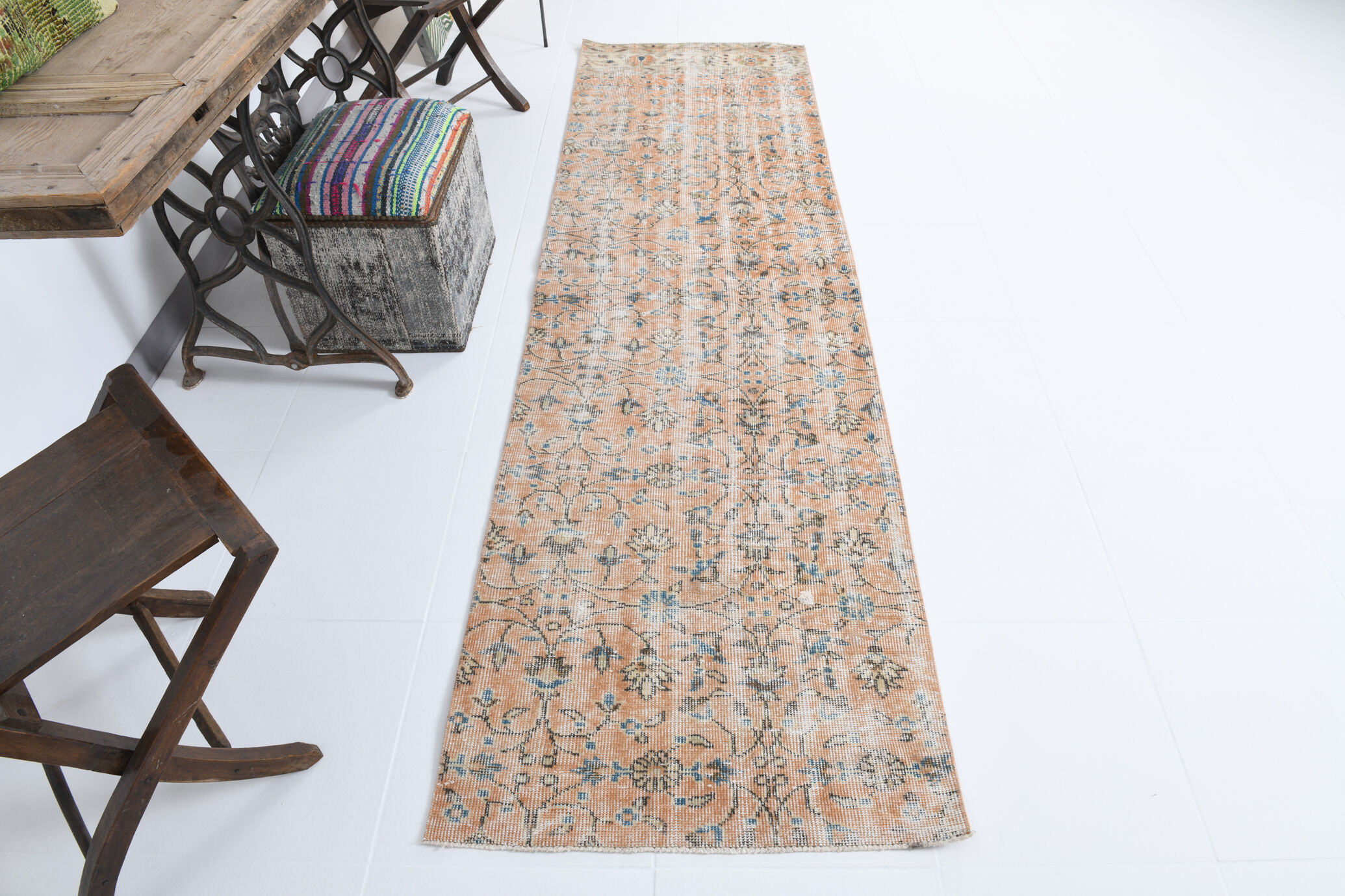 3x9 Vintage Floral Runner Rug,78x275Cm