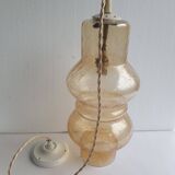 Large vintage brown glass hanging lamp