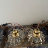 Set of two new electrified amber glass walking lamps