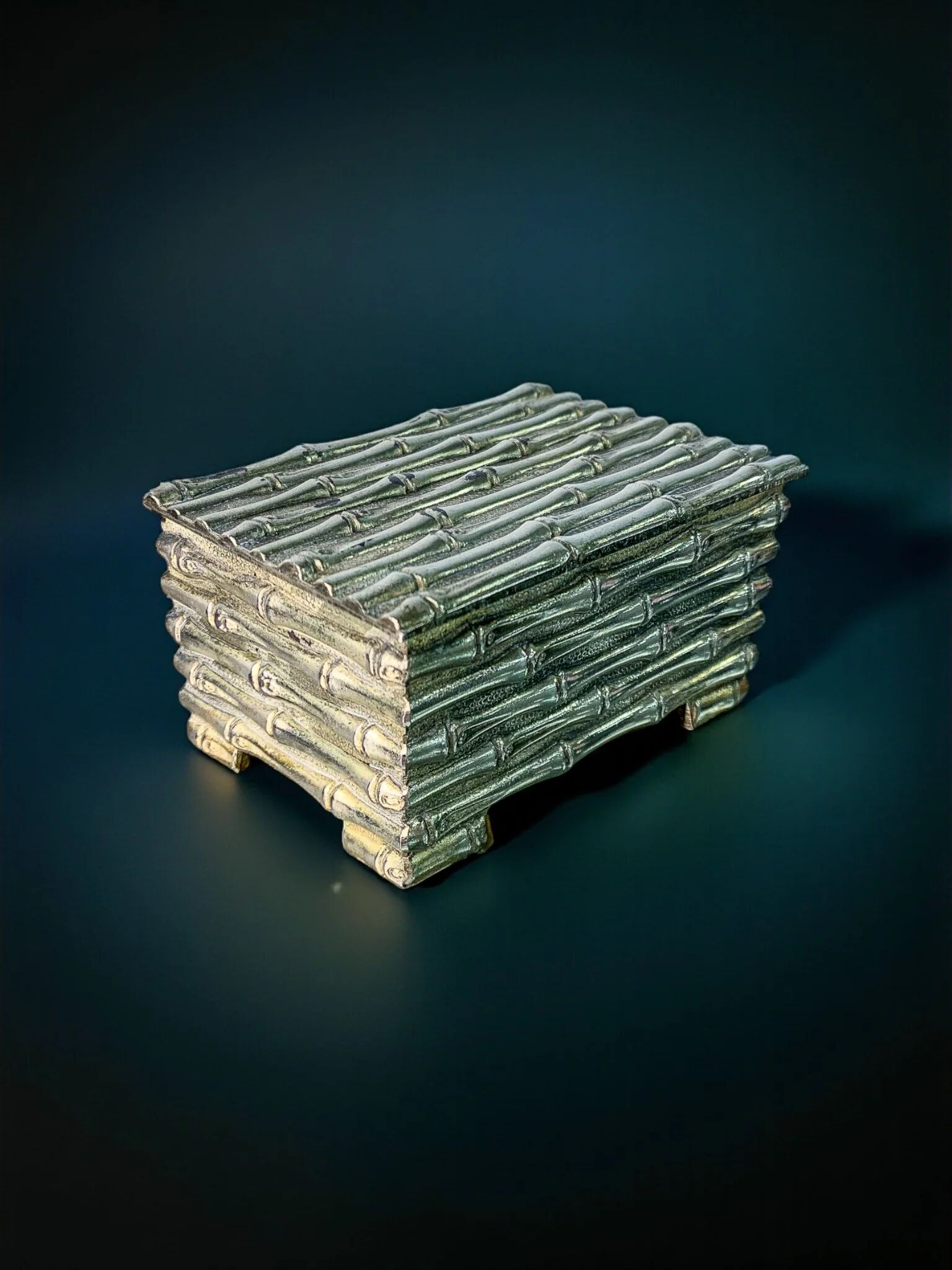 Maison Baguès silver-plated faux bamboo box, France, circa 1960s