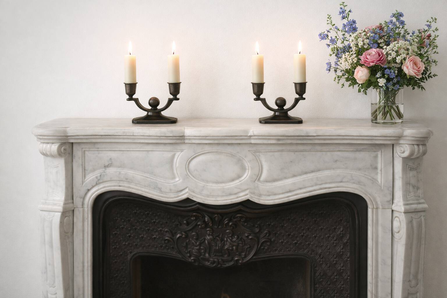 Art Deco candlestick pair by Just Andersen in Disko metal.