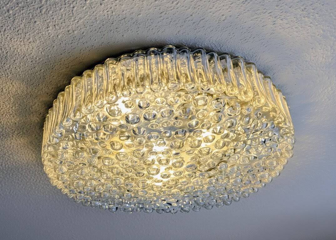 Space Age Staff ceiling light with bubbled glass