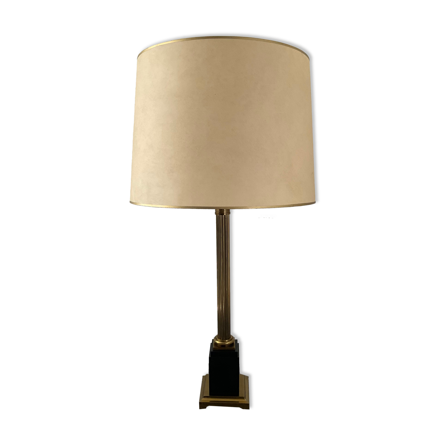 Empire style column lamp in bronze, opaline and marble