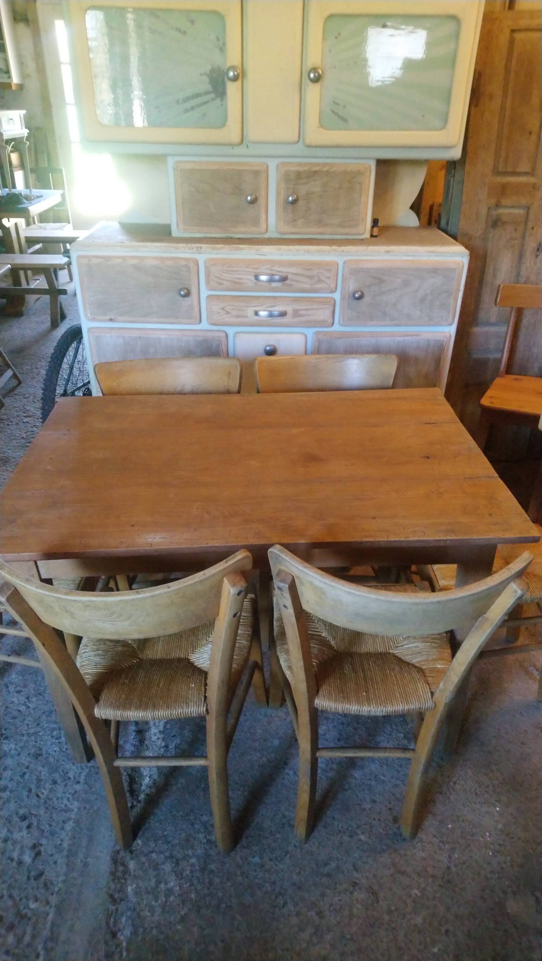 Tapered leg table, fir and beech