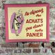 Advertising poster on framed panel "Shopping cart" vintage 1960