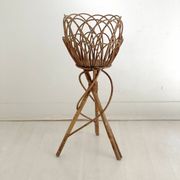 Porte plante en rotin vintage 70's