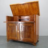 1930s Antique Cabinet with Writing Area in Walnut Finish ,Czechoslovakia