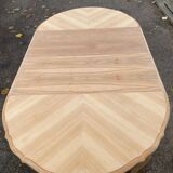 Louis XV style oval extendable round table renovated in raw wood