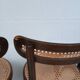 4 curved wood and cane bar stools