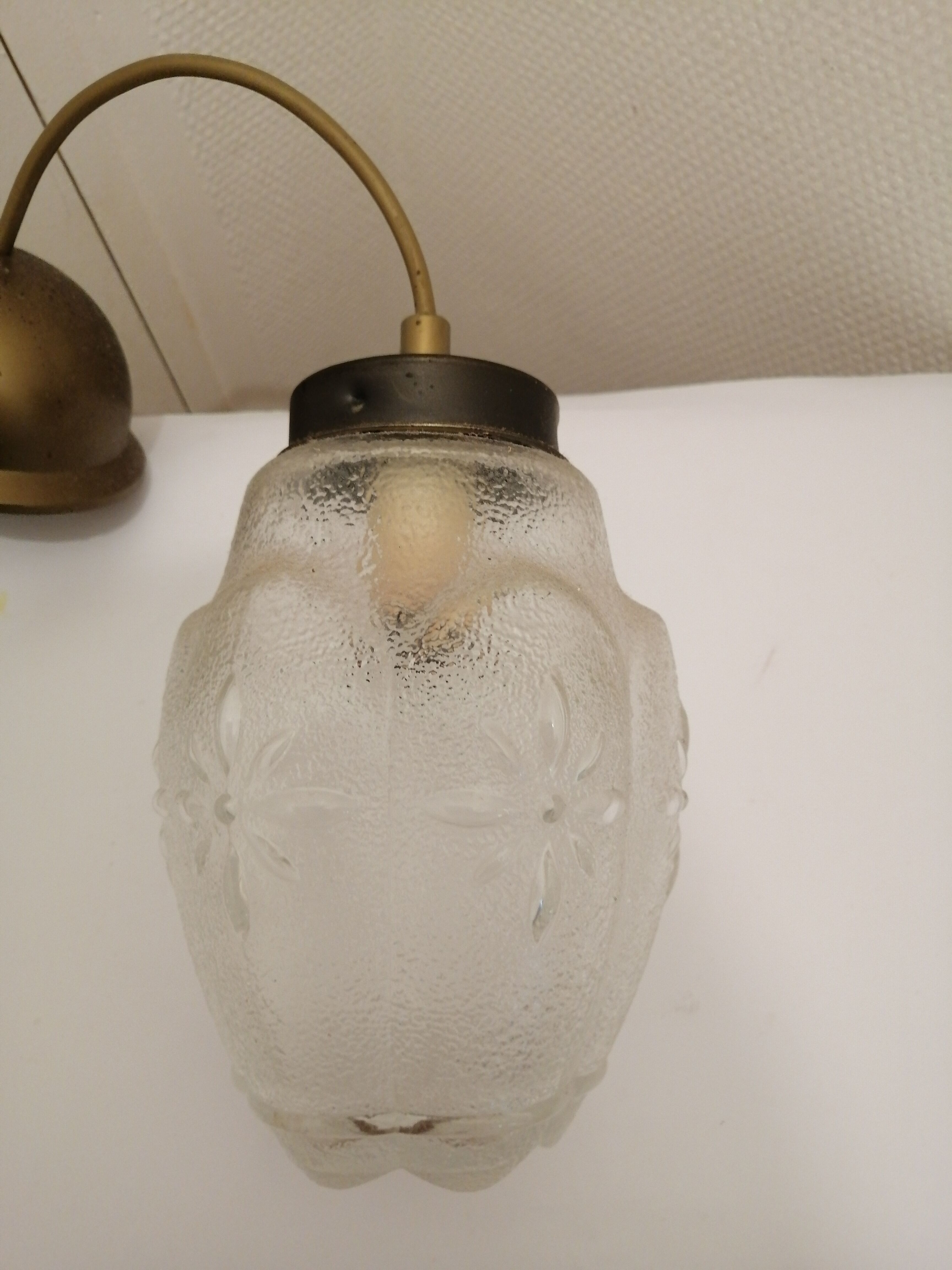 Pair of glass hanging lamps