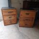 Pair of workshop furniture, solid wood, metal top 1930, 1950