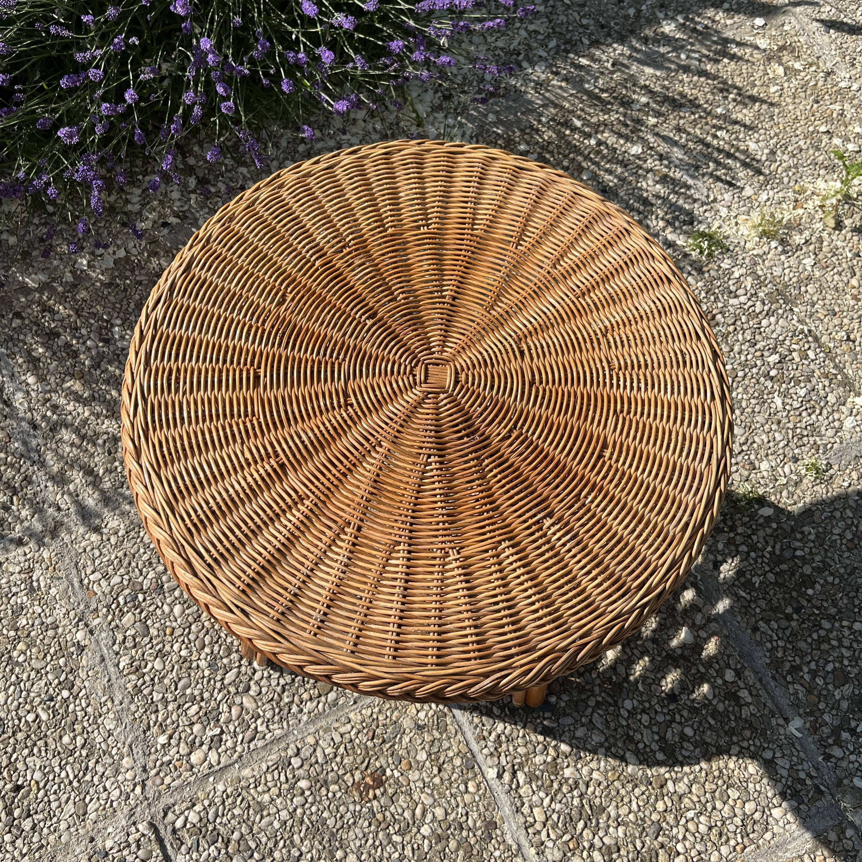 Rattan and bamboo coffee table