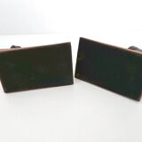 Pair of vintage leather & ceramic bookends