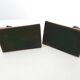 Pair of vintage leather & ceramic bookends