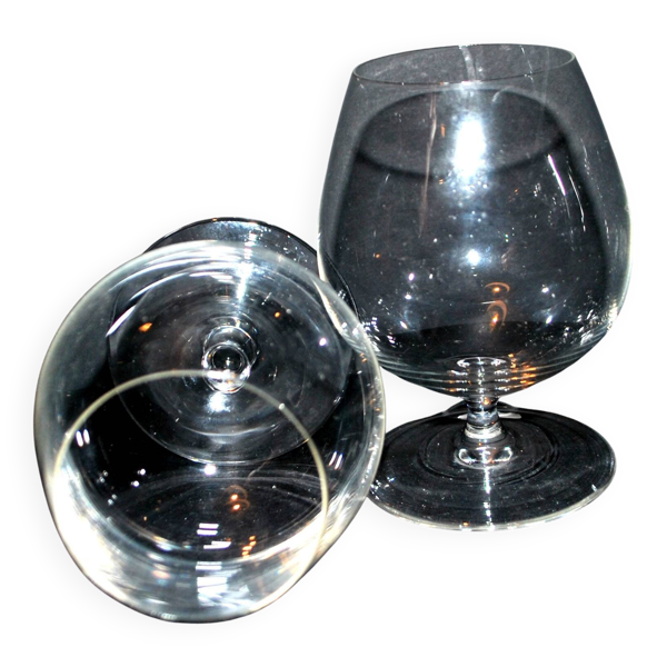 Lot de 2 verres à cognac en cristal - verres ballon dégustation H12 cm