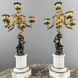 Pair of bronze and marble candelabra, Napoleon III period