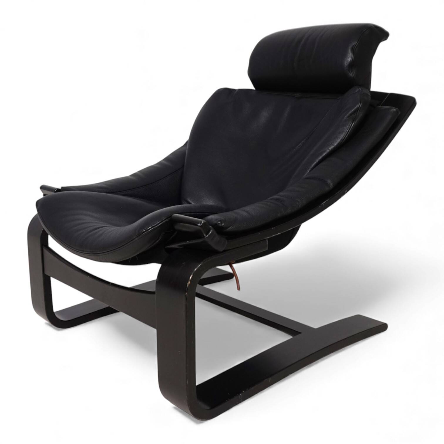 Nelo Kroken leather lounge chair by Åke Fribytter, 1970