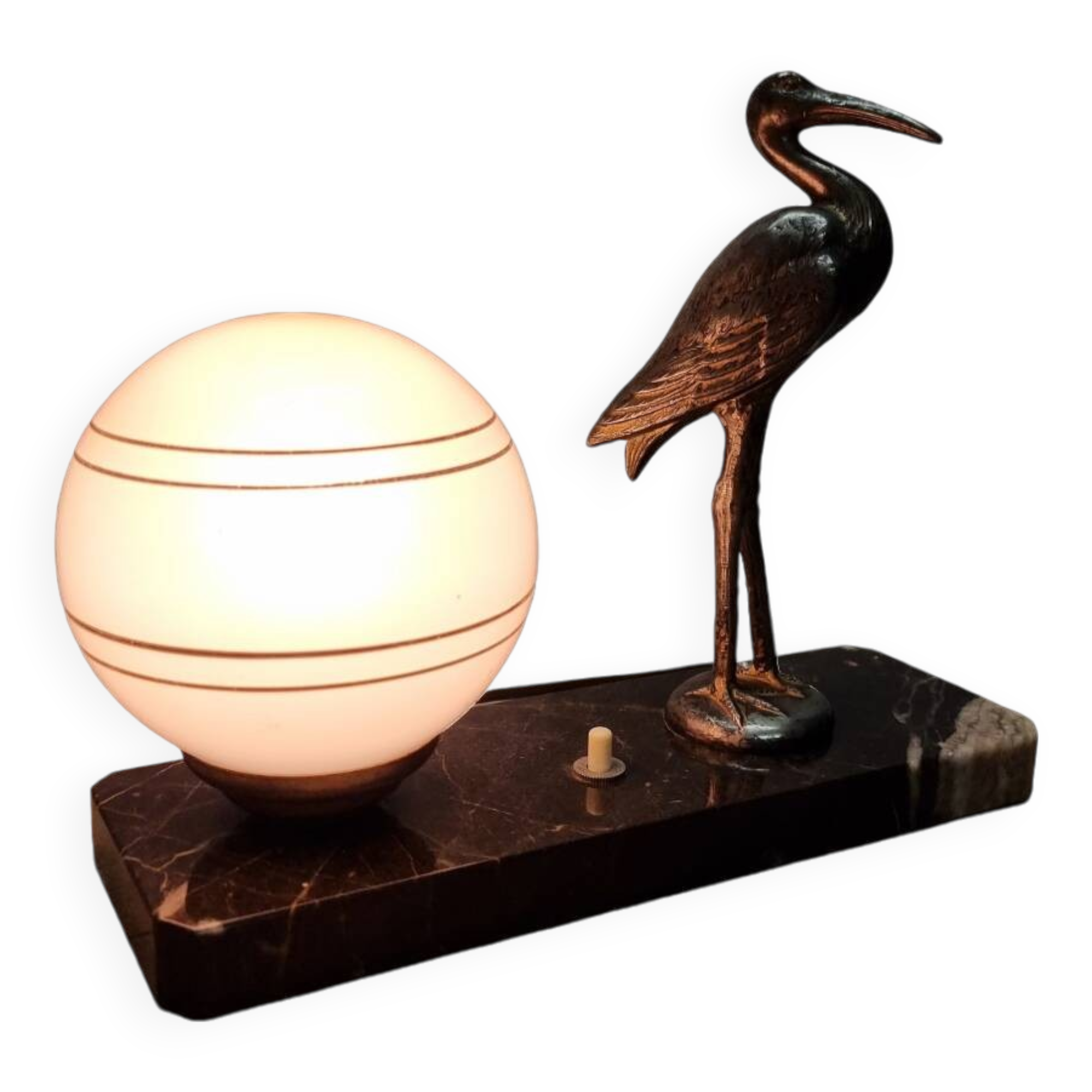 French Art Deco Lamp With A Heron, 1920/30s