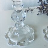 Pair of glass candle holders