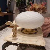 Large globe white swirl table wall or ceiling lamp in Murano glass italian vintage home decor MCM Midcentury modern flush mount sconce light