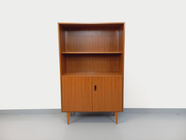 Meuble bibliothèque de rangement vintage style scandinave en mélaminé et teck des années 60