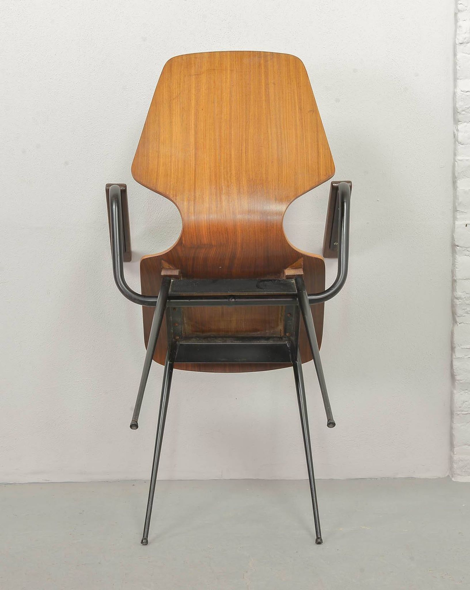 2 Carlo Ratti Style Minimalistic Plywood Side Chairs for Legni Curvati 50s