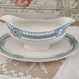 Saaucière in iron earth sarreguemines model carina decoration blue frieze