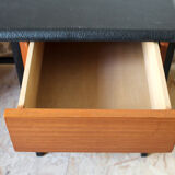 Desk 60s in metal wood and imitation leather