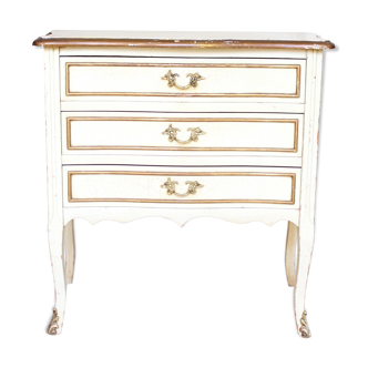 Commode vintage antique française crème dorée