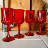 4 Ruby Longchamp glasses by Cristal d'Arques