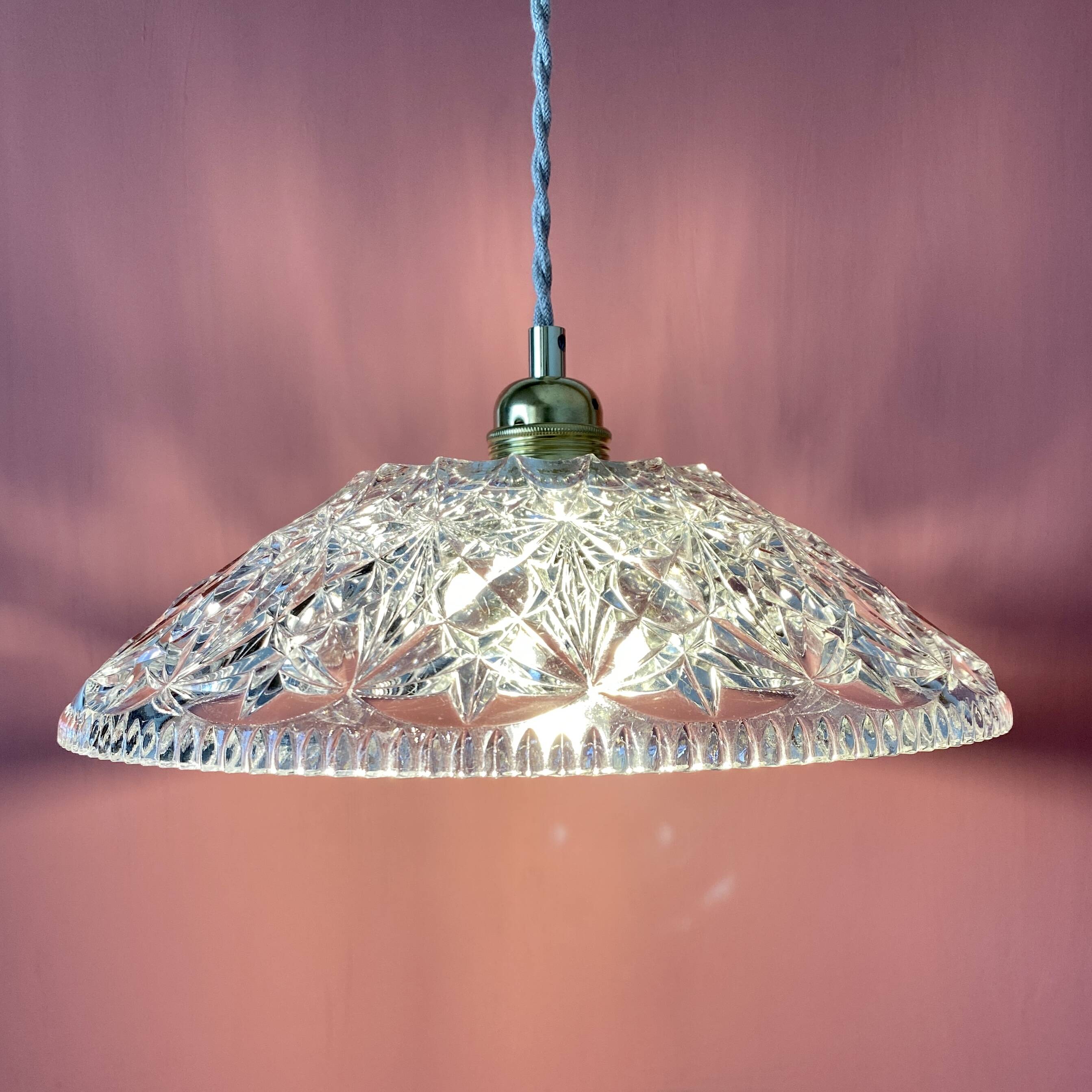Vintage glass lampshade pendant light - tableware collection -