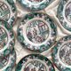 8 polychrome ironstone dessert plates "Canton" Boch Freres Keramis