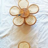 3 hanging lamps in rattan 1980s, rattan and braiding
