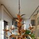 Chandelier gilded metal leaves by Hans Kogl, 1970's