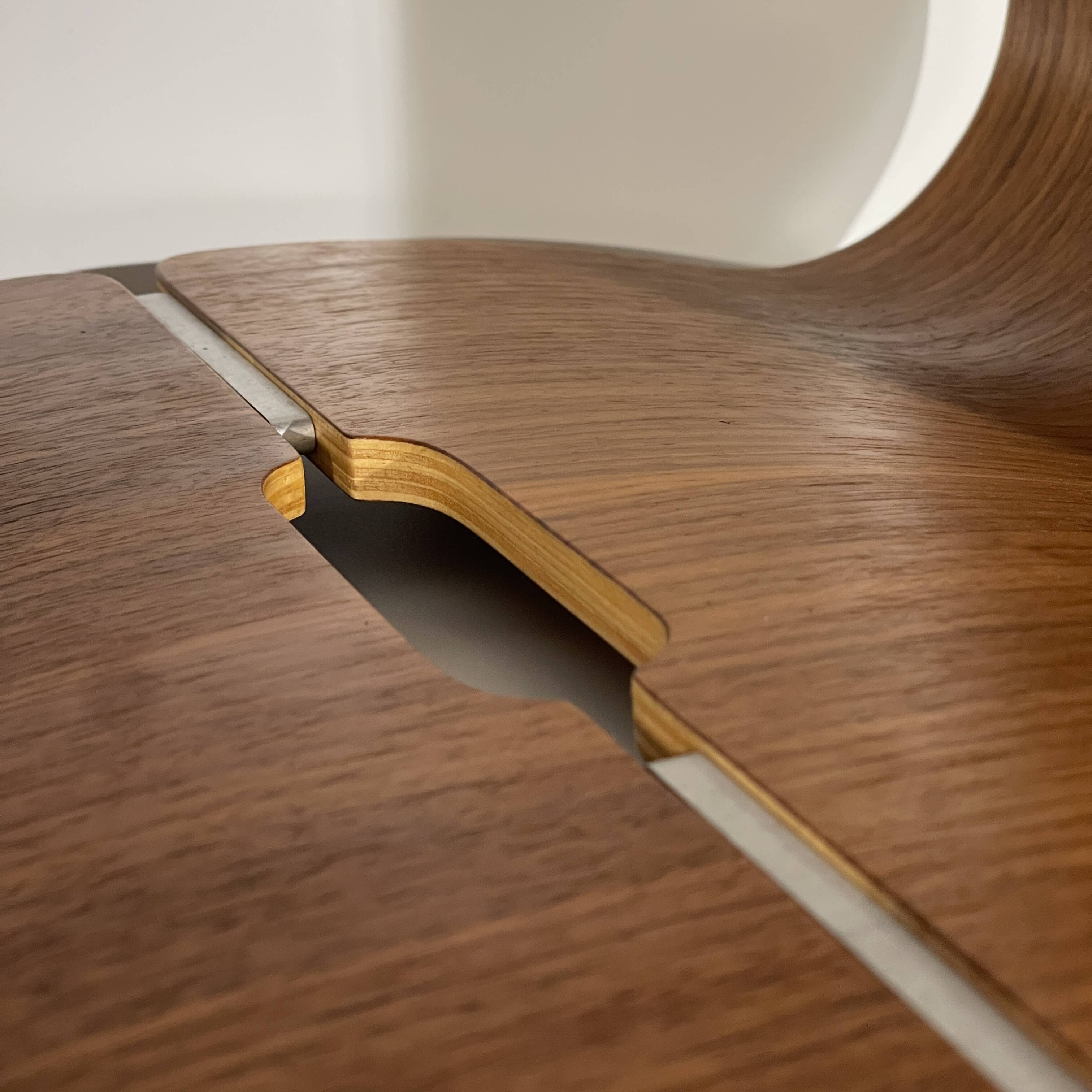 Pair of stools / side tables, rosewood aluminum, multi-plex wood