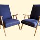 Pair of vintage armchairs renovated with natural materials