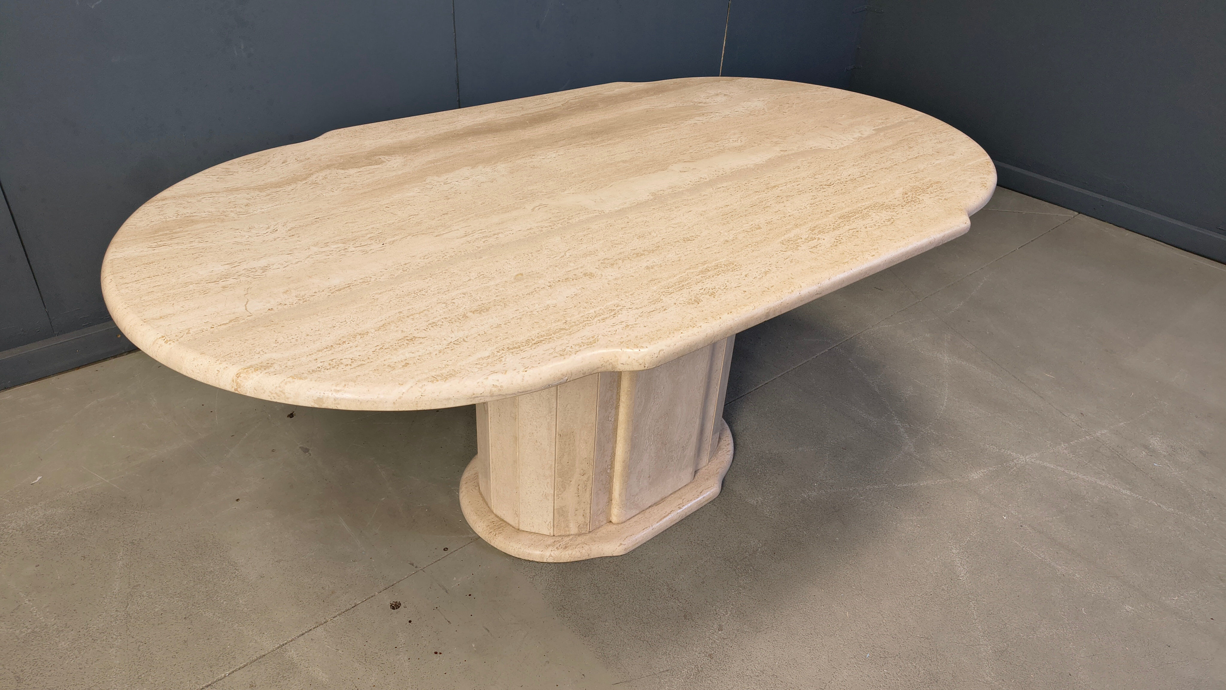 Vintage oval travertine dining table, 1970s