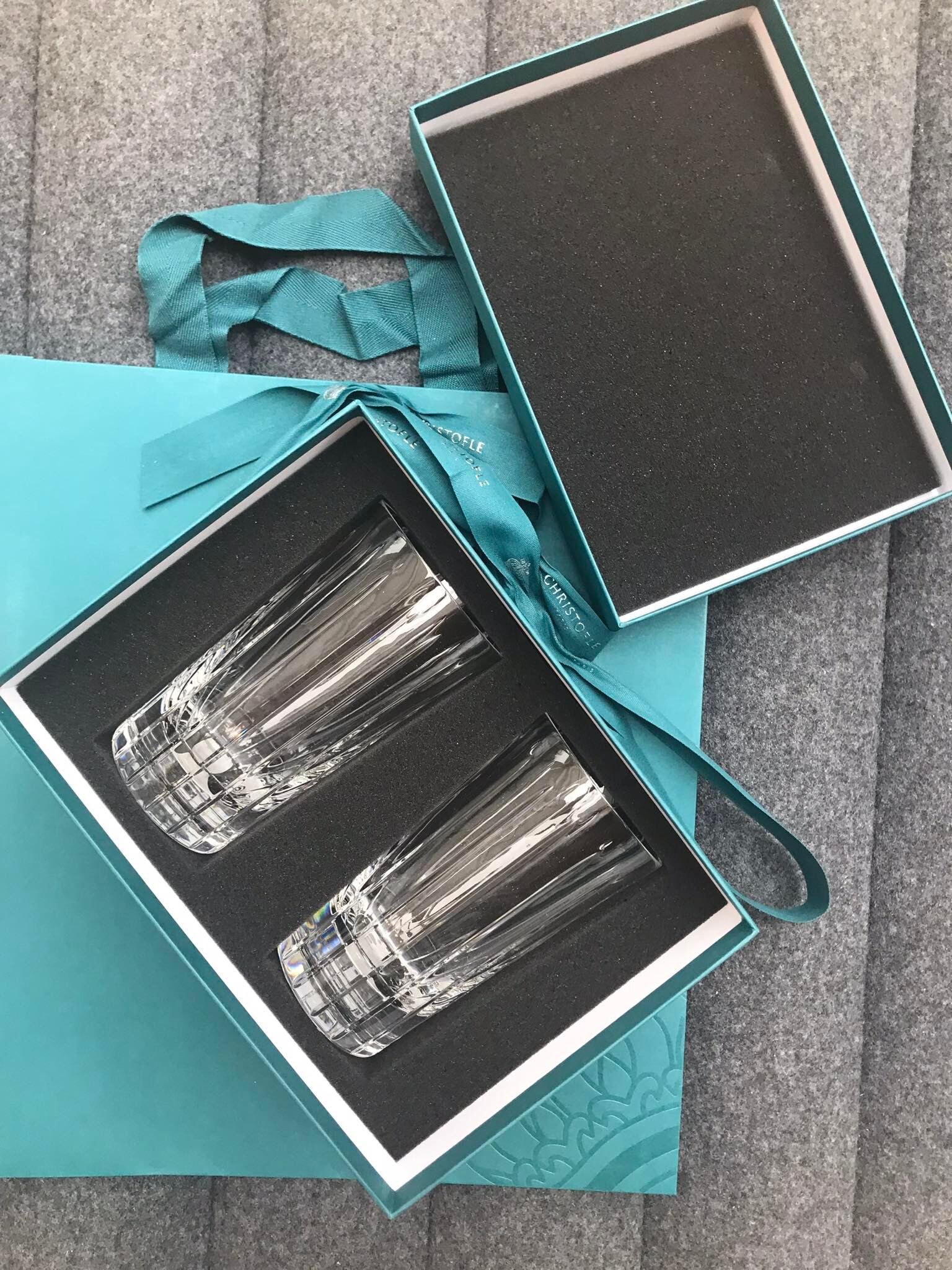 2 Christofle crystal glasses