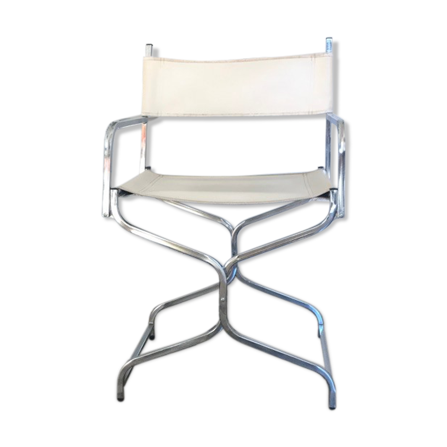 Folding chair chrome metal and imitation leather