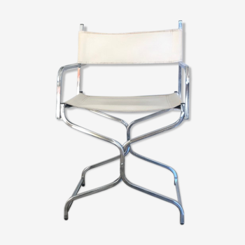 Folding chair chrome metal and imitation leather